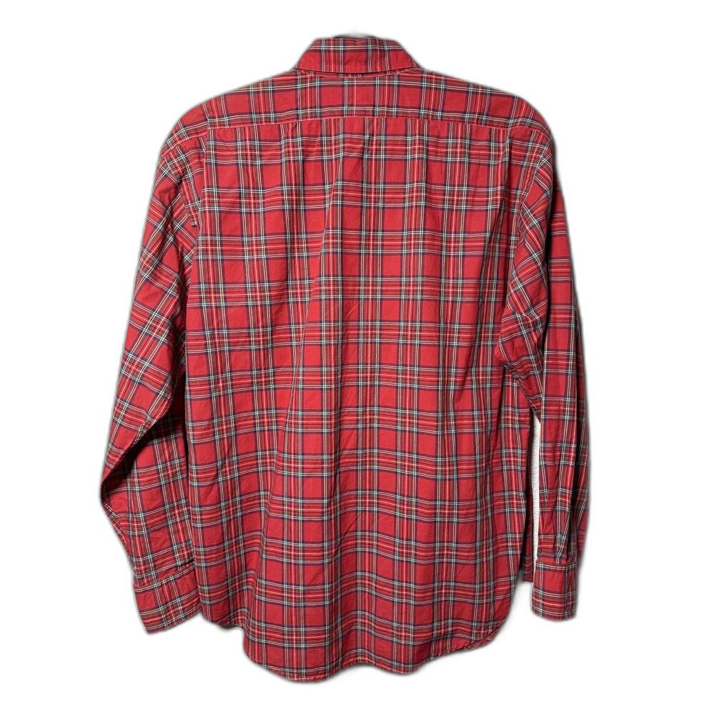 Ralph Lauren Plaid Button Down Shirt 6 Red Green Tartan Gold Crest Embroidered - Picture 3 of 8